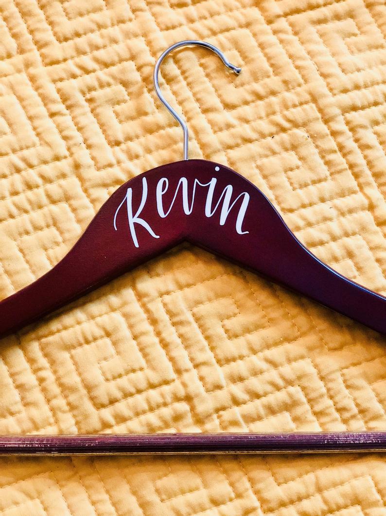 Groomsman Groom or Bridesmaid Hanger HAND-LETTERED