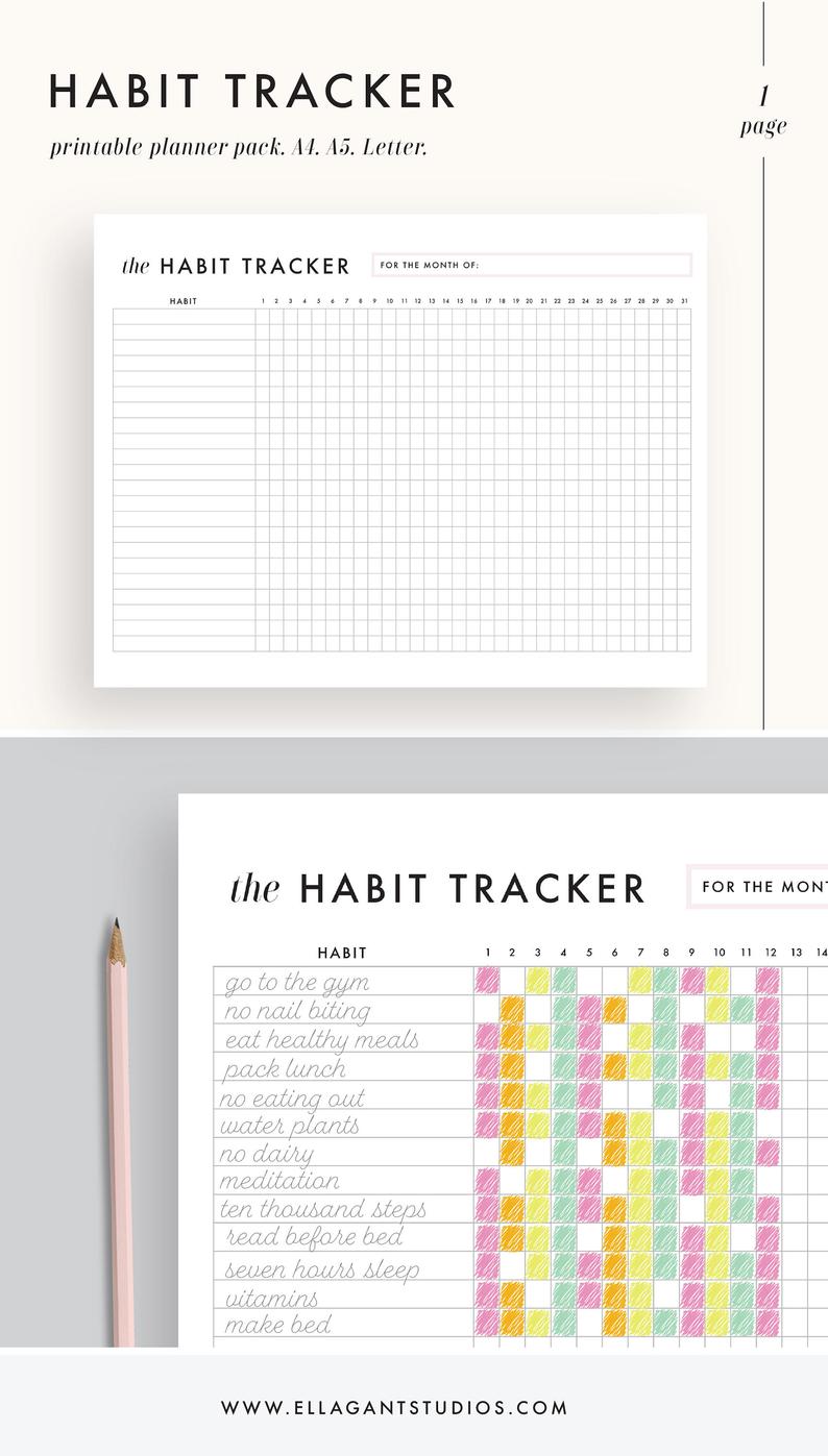 Habit Tracker Printable daily habits planner planner