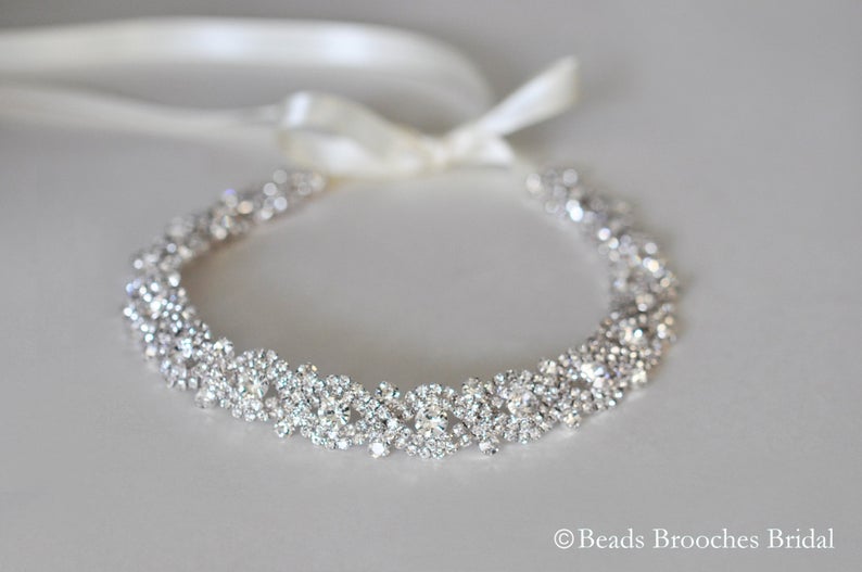 Rhinestone Wedding Headband Silver Bridal Headpiece Silver