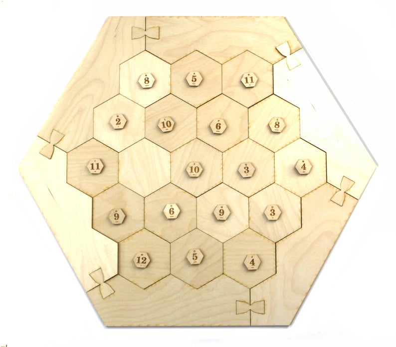 Settlers of Catan Game Board Laser Cut Wood Unfinished