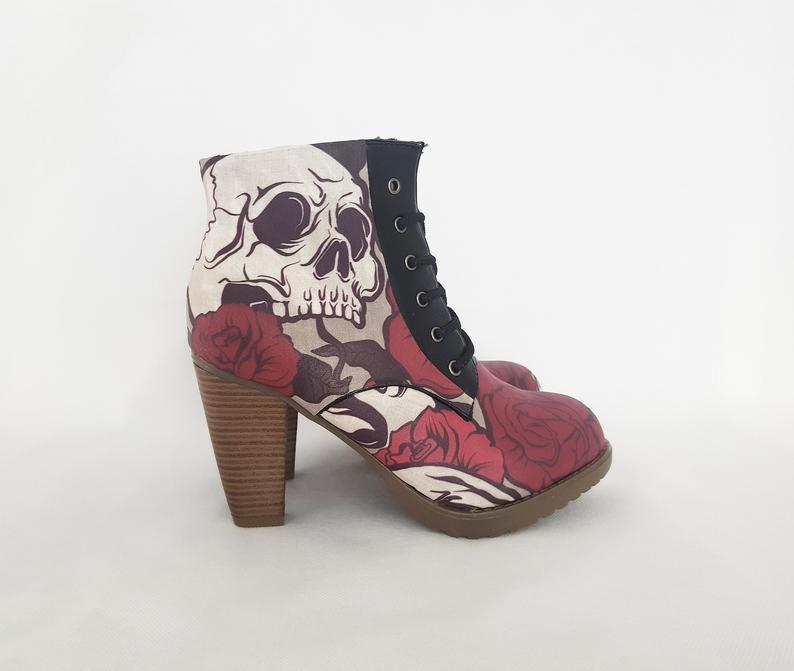 Skull boots custom shoes steampunk boots halloween