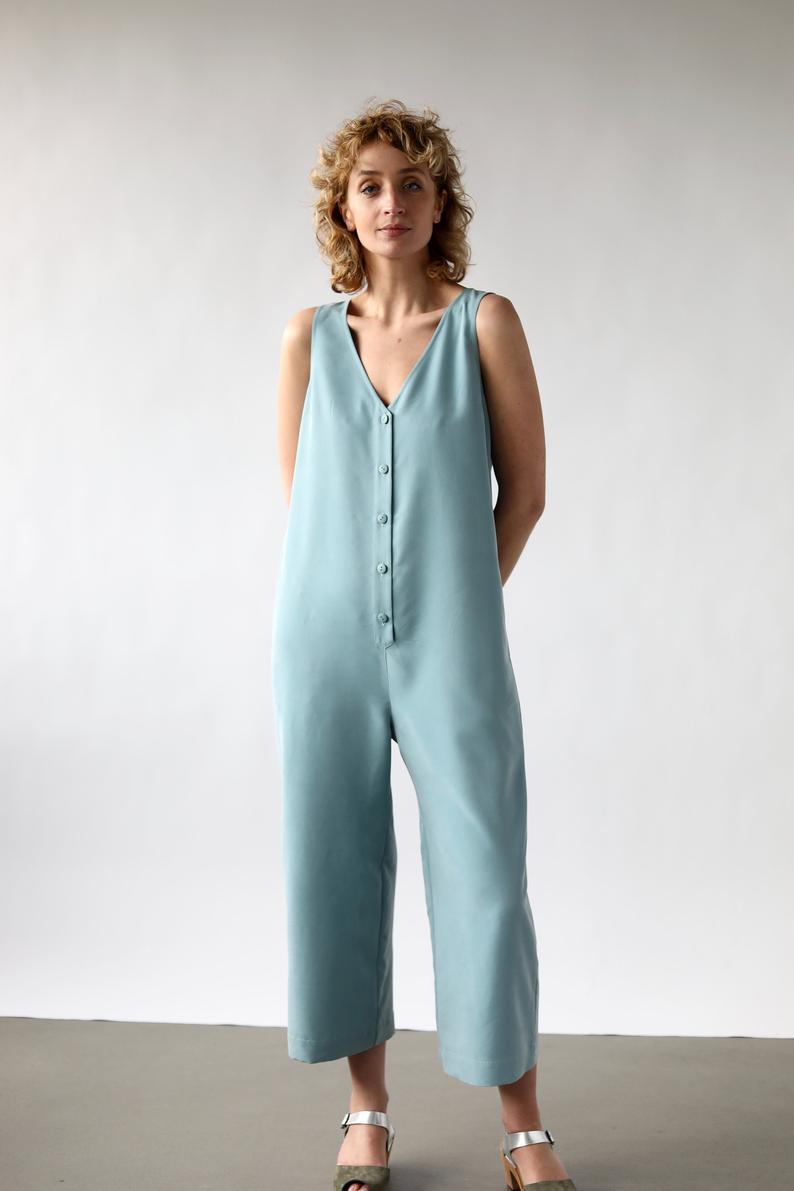 Summer button front jumpsuit / OFFON CLOTHING