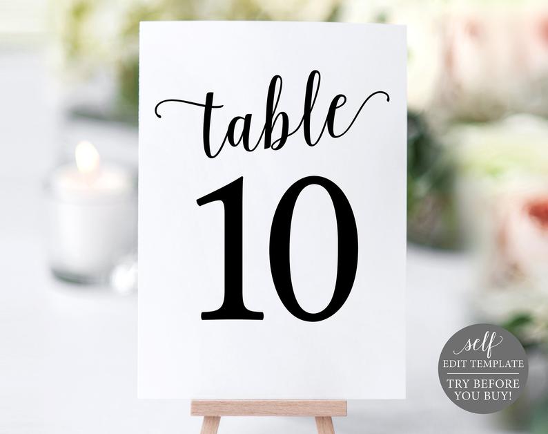 Table Number Template Table Numbers Printable Table Numbers