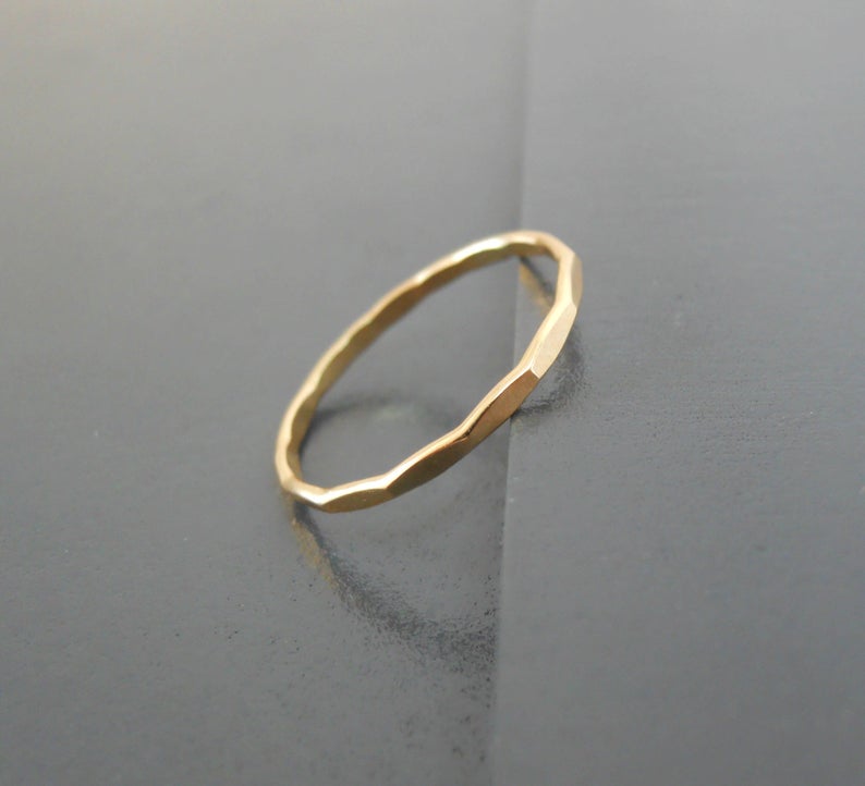 Thin Hammered Gold Filled Ring Skinny Hammered Gold Ring
