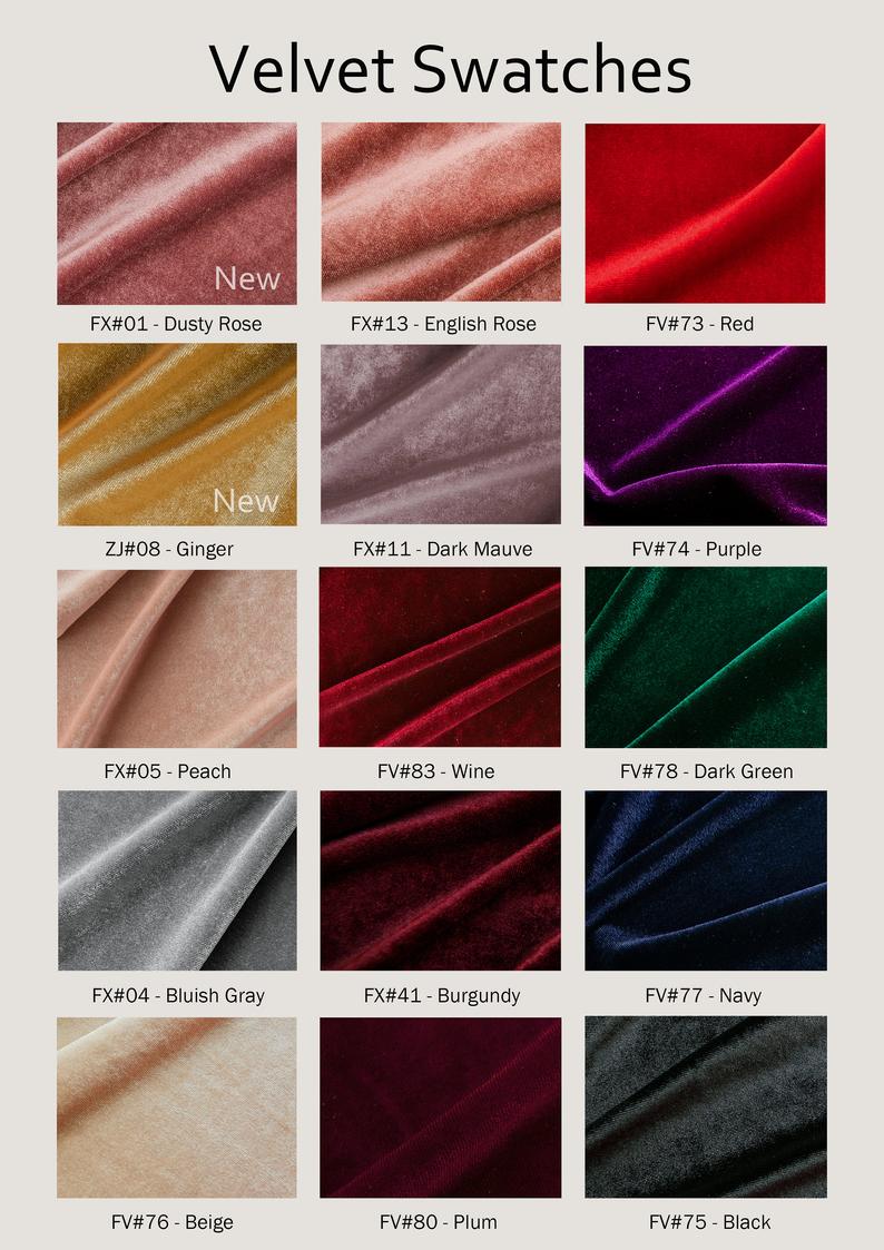 Bigger Swatch Pieces for Velvet Fabric with 15 Colors Large