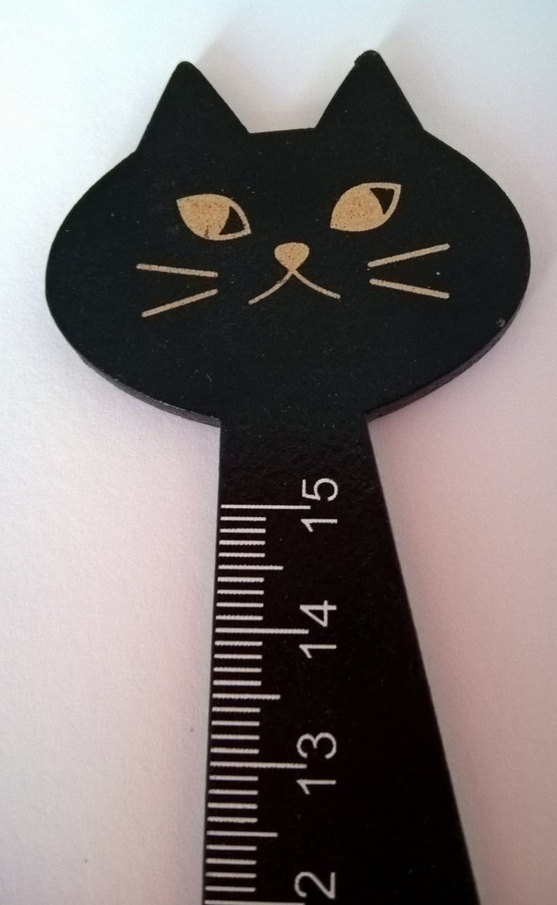 Black Cat Wooden Ruler/Bookmark