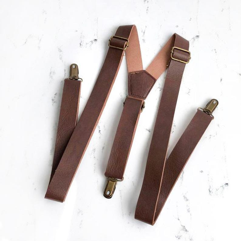 Brown Leather Suspenders Suspenders leather suspenders