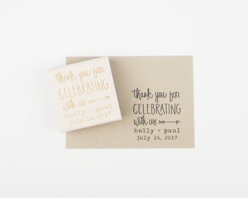 Custom Wedding Calligrapy Stamp  Thank You For Celebrating