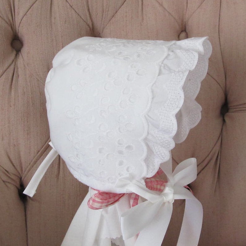 Extra Large Baby Bonnet Easter Bonnet Eyelet Baby Bonnet