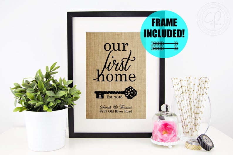 FRAME INCLUDED Personalized House Warming Gift  Our First