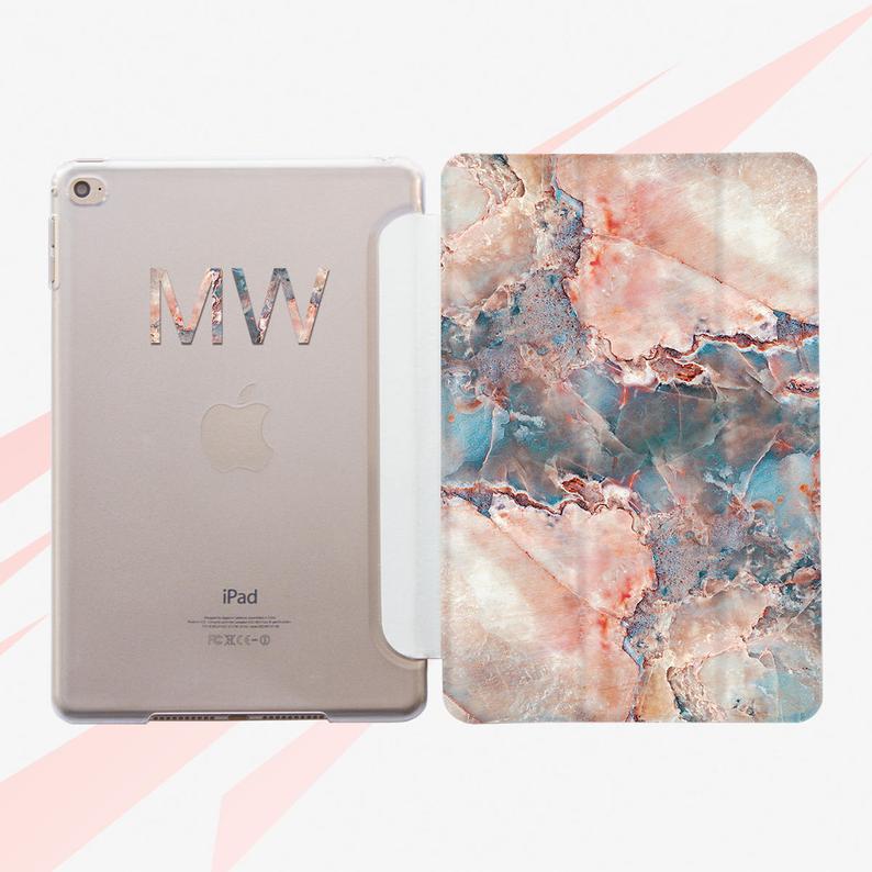 Monogram iPad 10.5 Case iPad Air 2 Case Marble iPad 2 Case