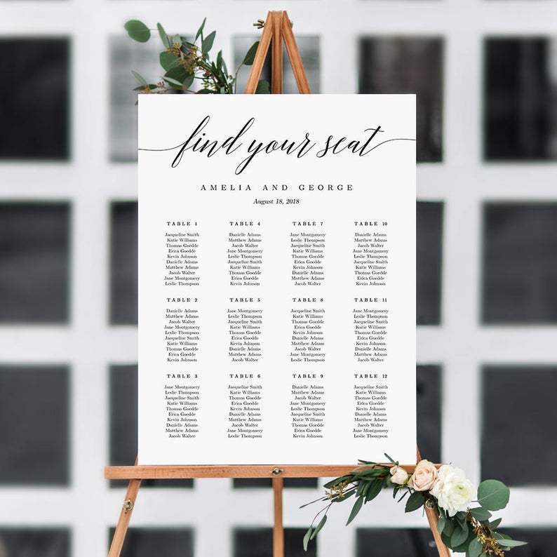 ON SALE  7 Sizes Wedding Seating Chart Template Editable