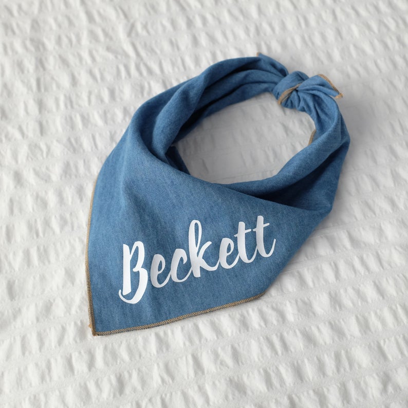 Personalized Denim Dog Bandana  Joey // Dog bandana //