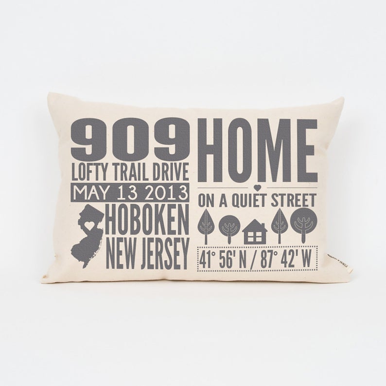 Personalized Home Address Pillow Gift for Parents Realtor