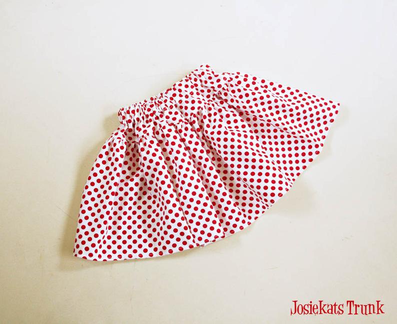 Red Polka Dot Skirt Twirl Girl Tween Junior Retro 4 5 6/6X 7/8