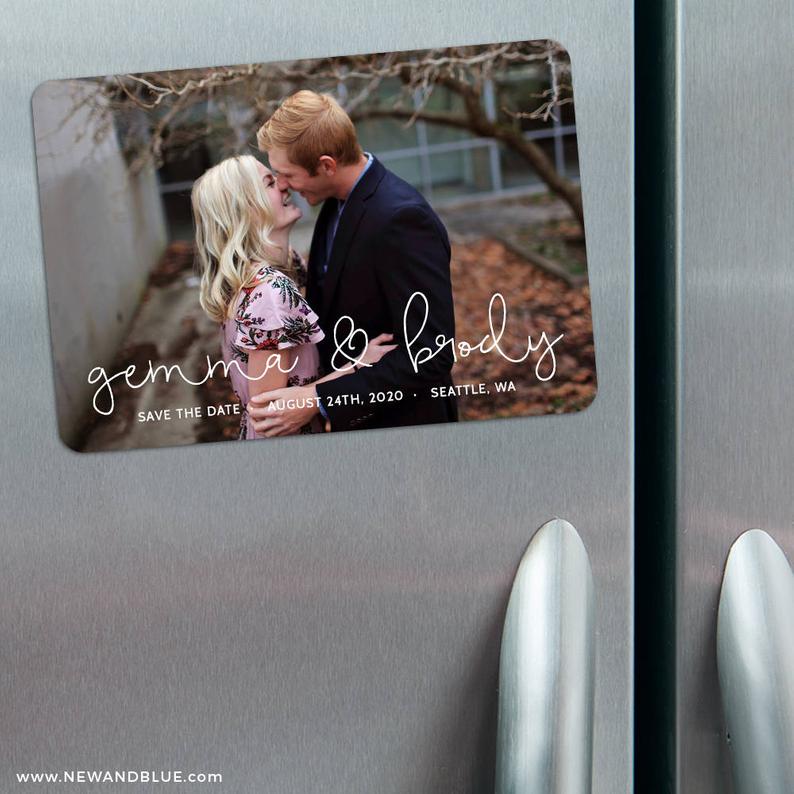 So in Love  Photo Wedding Save the Date Magnets  Envelopes