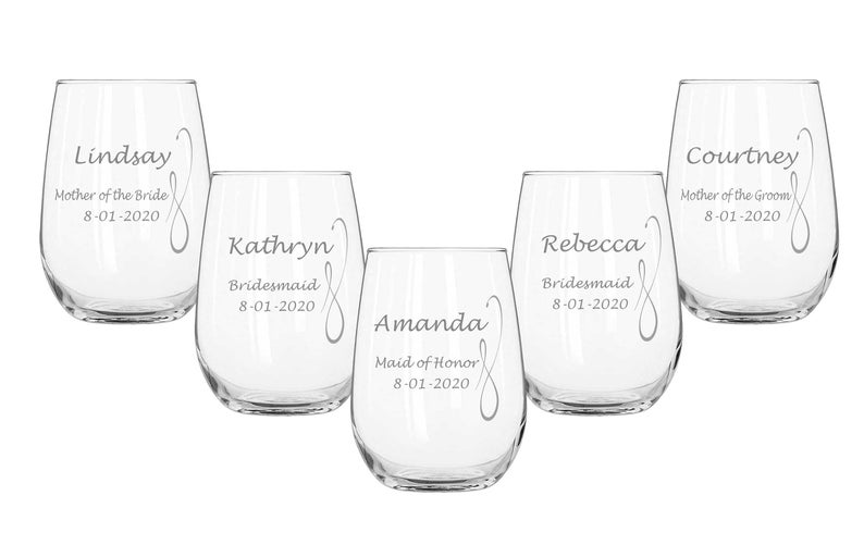 Stemless Wine Glasses Personalized Bridesmaids Gifts