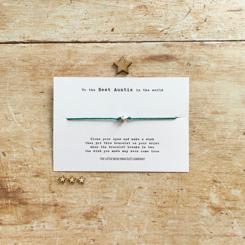 The Best AUNTIE in the World  Wish Bracelet Friendship