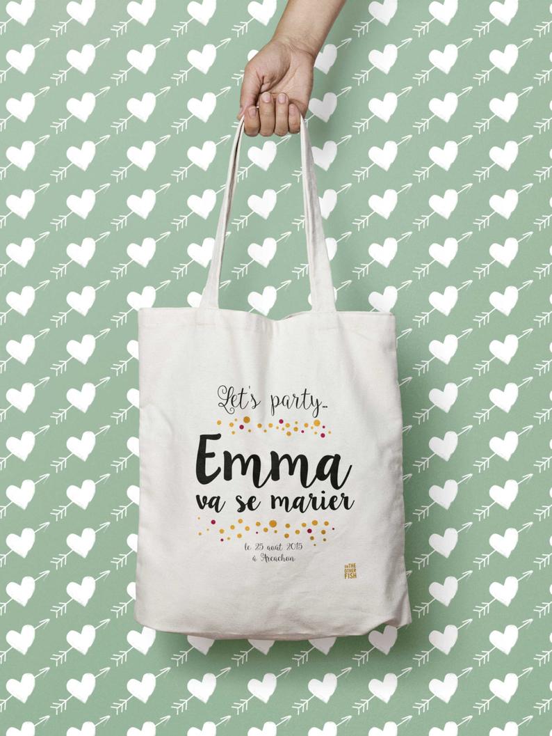 Tote bag personalized rustic wedding bachelorette party