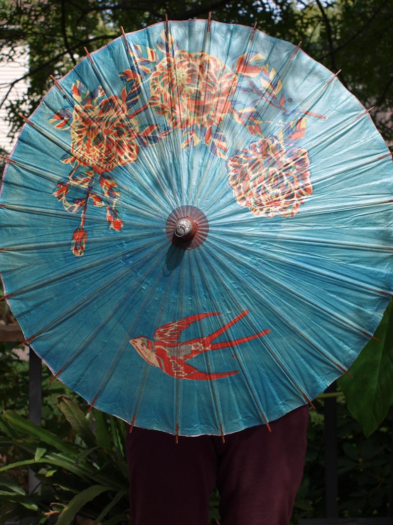 Vintage Japanese umbrella & Bamboo Parasol Japanese Rice