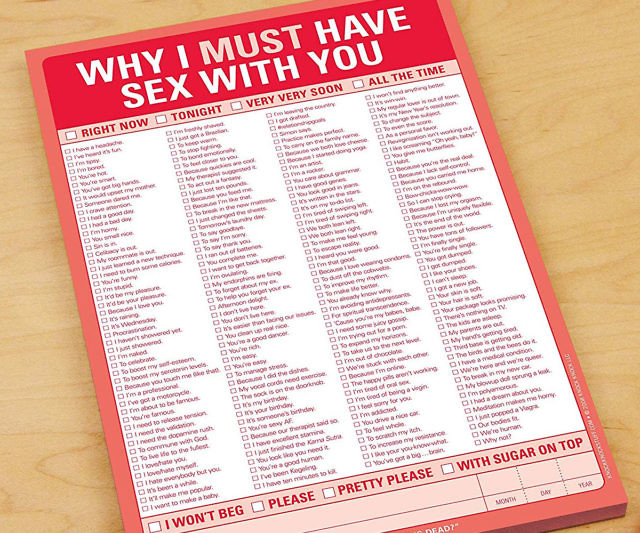 Why I Must Have Sex With You Checklist