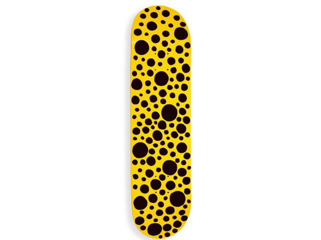 Yayoi Kusama Skateboard  Small Dots  Yellow and Black Dots