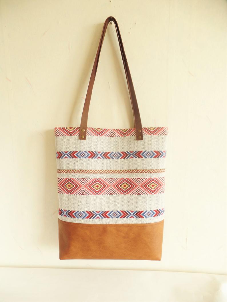 Aztec tote bag Tribal print purse Geometric print tote bag