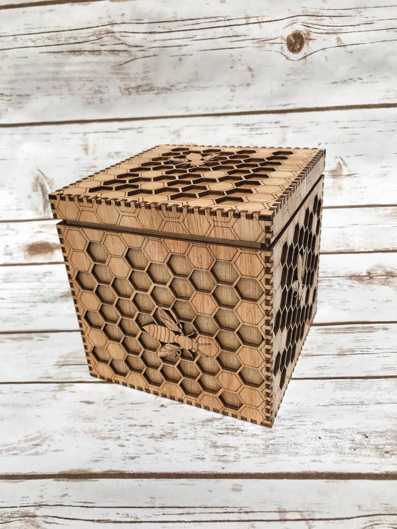 Bee Box  a unique box featuring an intricate honeycomb and