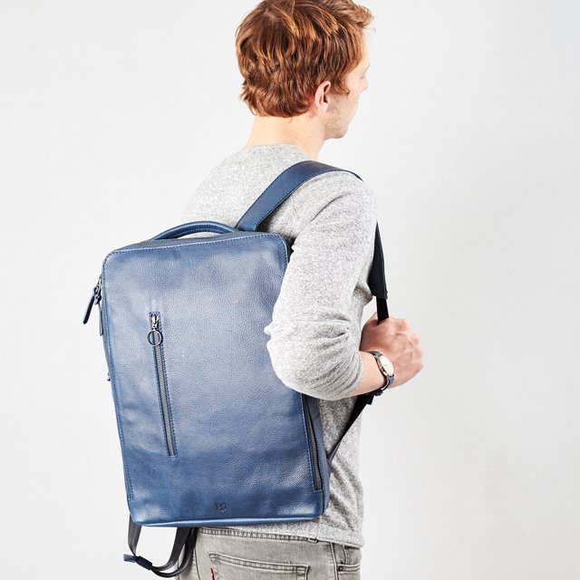 Blue Leather Saola Tech Backpack