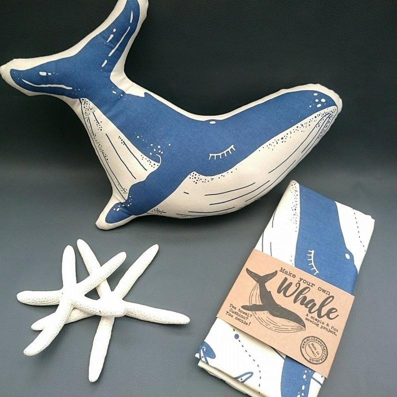 Craft Kit  Sew your own Whale cushion / Plushie / teatowel