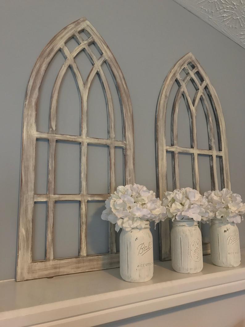 Distressed arched frames set of two