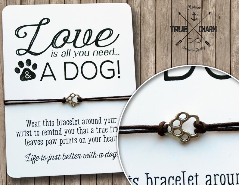 Dog lover gift  Dog paw bracelet  Dog tag bracelet  Dog