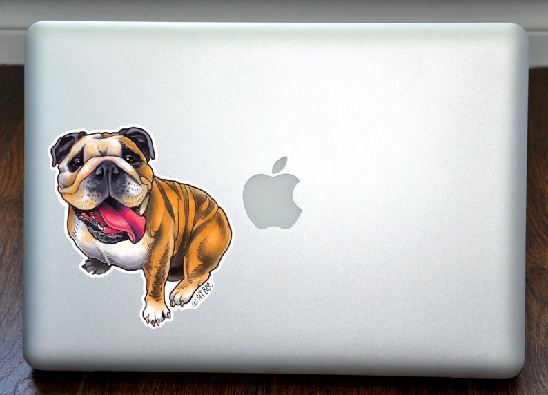 English Bulldog Full Color Art Decal Apple Macbook Laptop