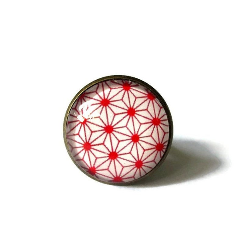 GEOMETRIC RING  red JAPANESE ring  Boho ring  gypsy ring