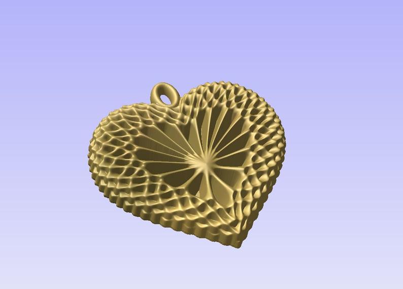 Heart shaped pendant 3D STL model for cnc carving vectric