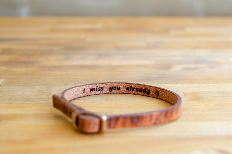 I miss you already-Secret Message Leather Bracelet