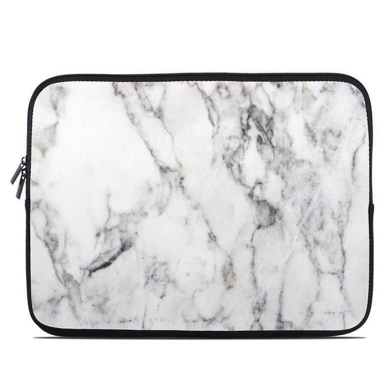 Laptop Sleeve Bag Case  White Marble  Neoprene Padded  Fits