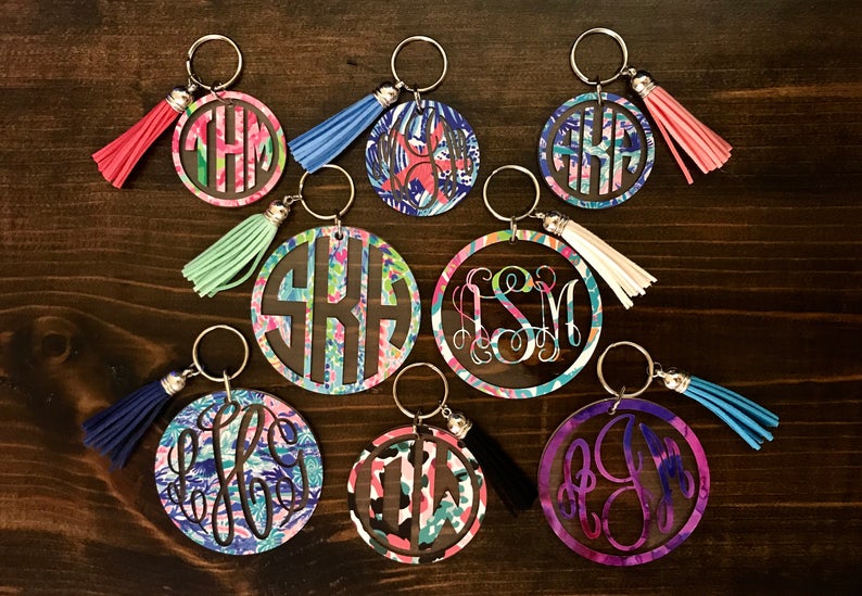 Lilly Pulitzer Inspired Monogrammed Acrylic Key Chains