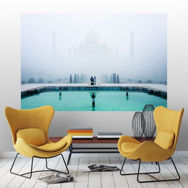Misty Taj Mahal canvas embossed Self-Adhesive Vinyl 72 x 48 inches
