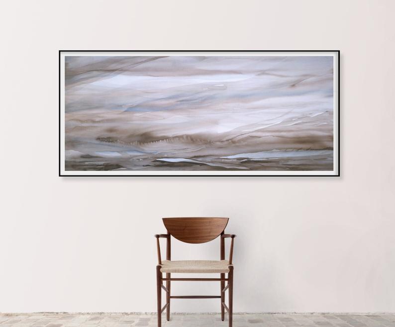 ORIGINAL Abstract Landscape Painting Horizontal Wall Art Extra