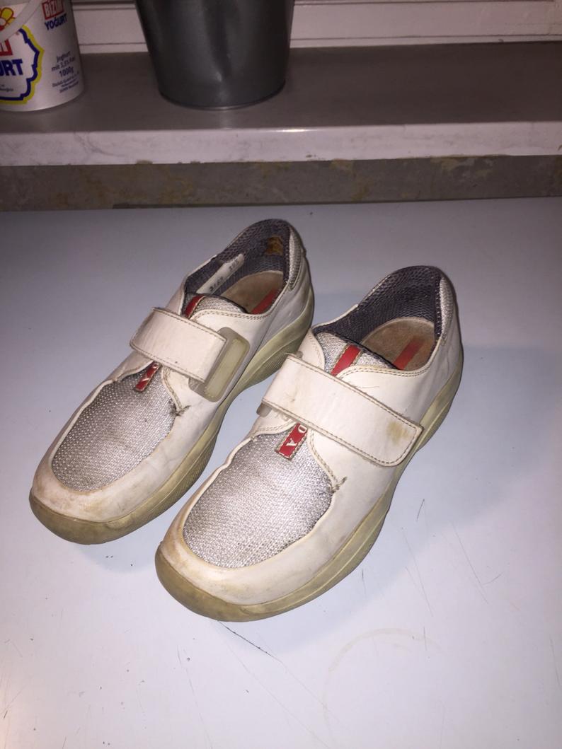 PRADA vintage futuristic light grey sneakers size 38.5