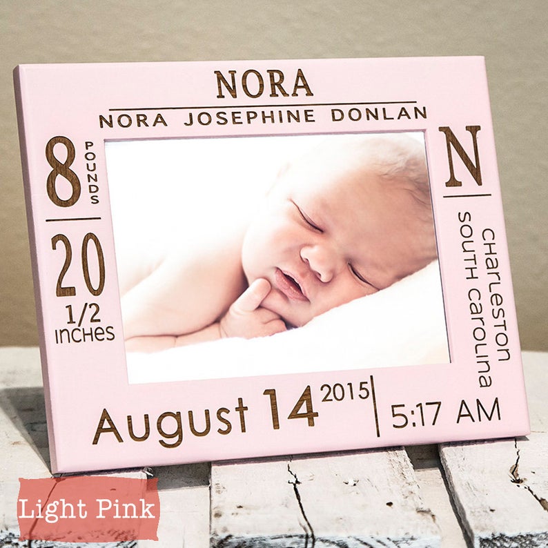 Personalized Birth Announcement Picture Frame with Stats