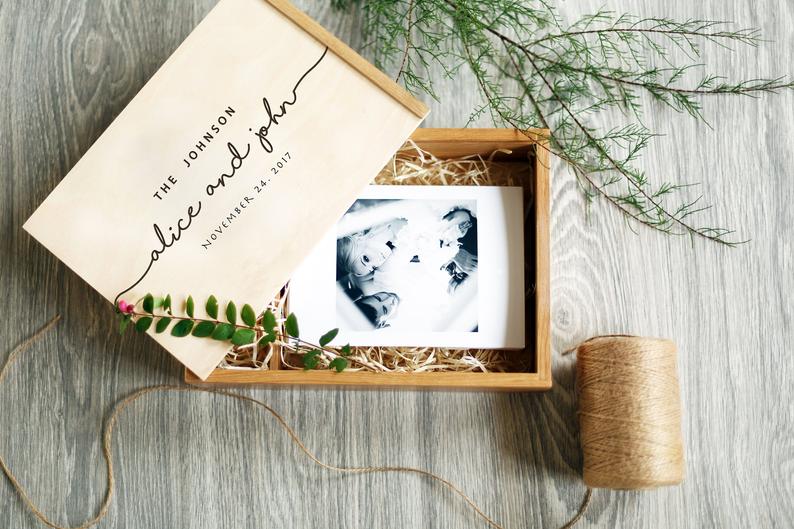 Personalized Wedding Photo Box Engraved Wedding Photo Memory