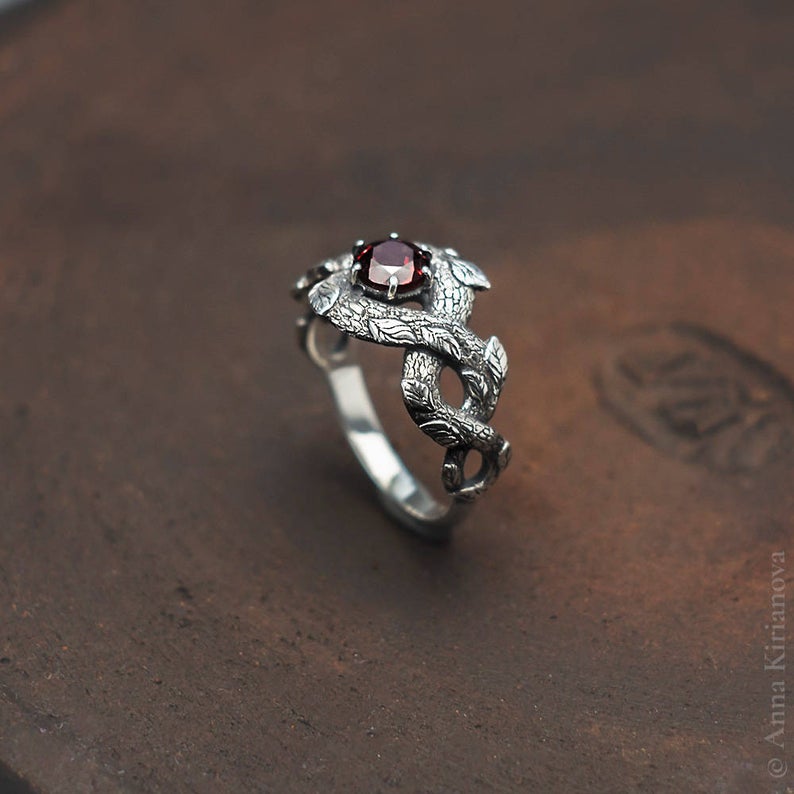Red Dragon Ring Garnet Engagement Ring Nature Inspired