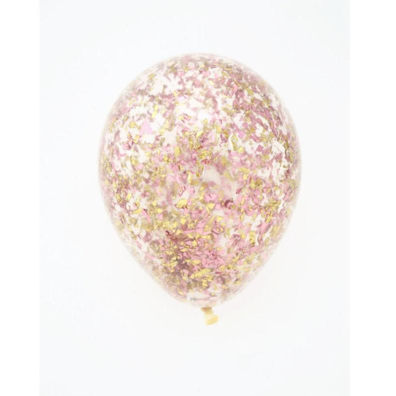 Rose Gold Pink  Gold Glitter Confetti Balloon  11 inch 16