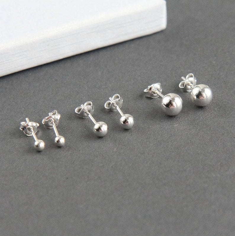 Silver Stud Earrings Minimalist Earrings Sterling Silver