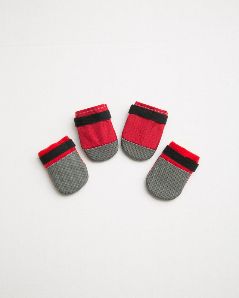 Small Kawaii Dog Bootie Socks Red  Ripstop  Fleece.  SALE