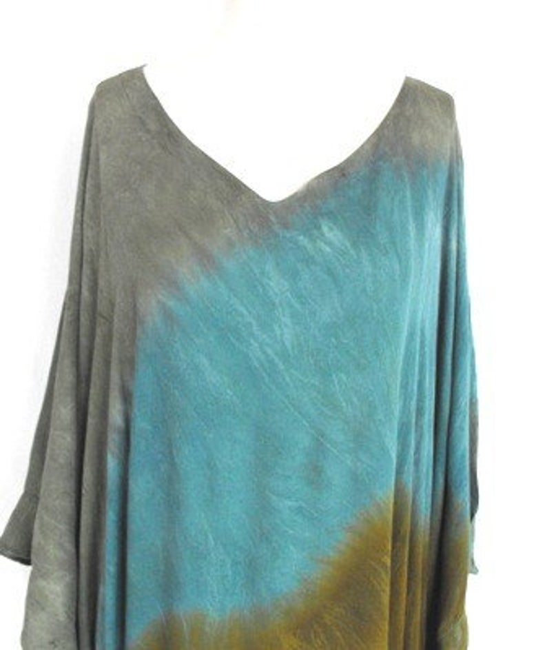 Tie Dye Caftan in Earthy Greens and Browns