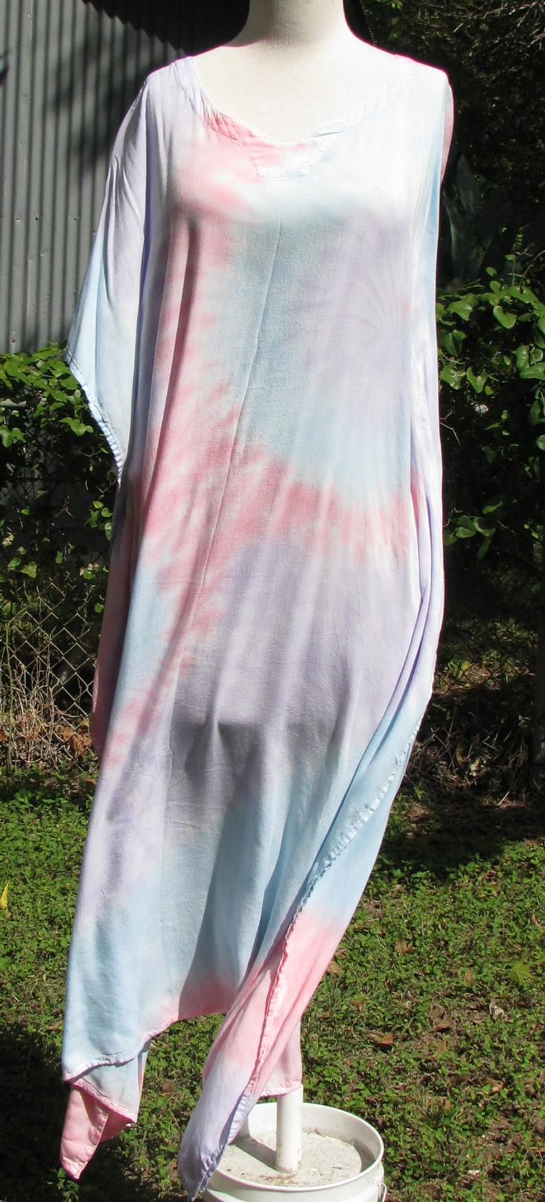 Tie Dye Caftan in Pastel Swirl