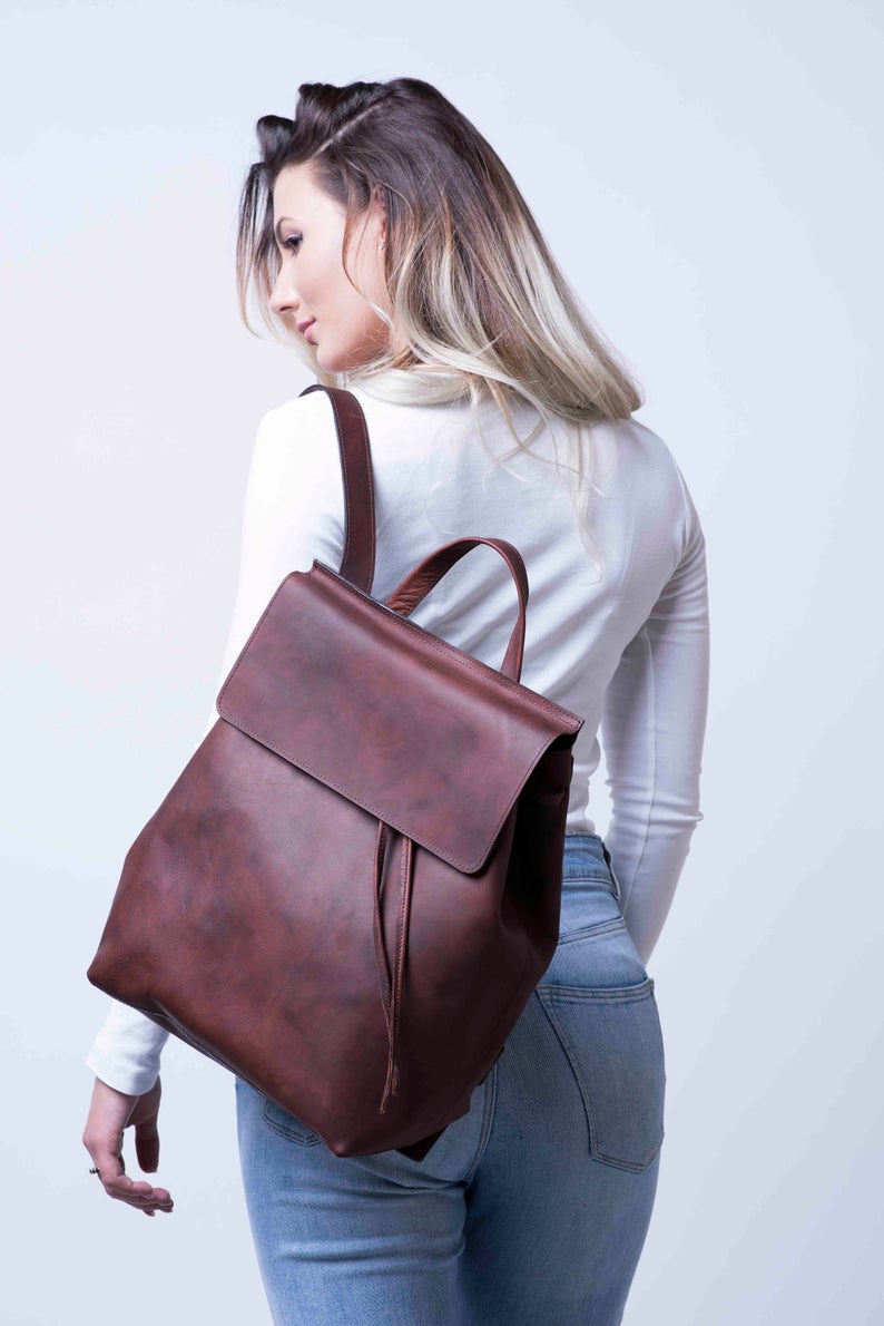 Women Leather Backpack Women Leather Brown Backpack